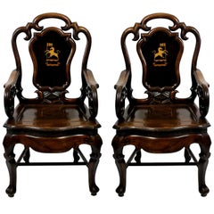 Beautiful Pair of Early 19th Century Anglo-Chinese Armchairs