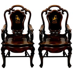 Beautiful Pair of Early 19th Century Anglo-Chinese Armchairs