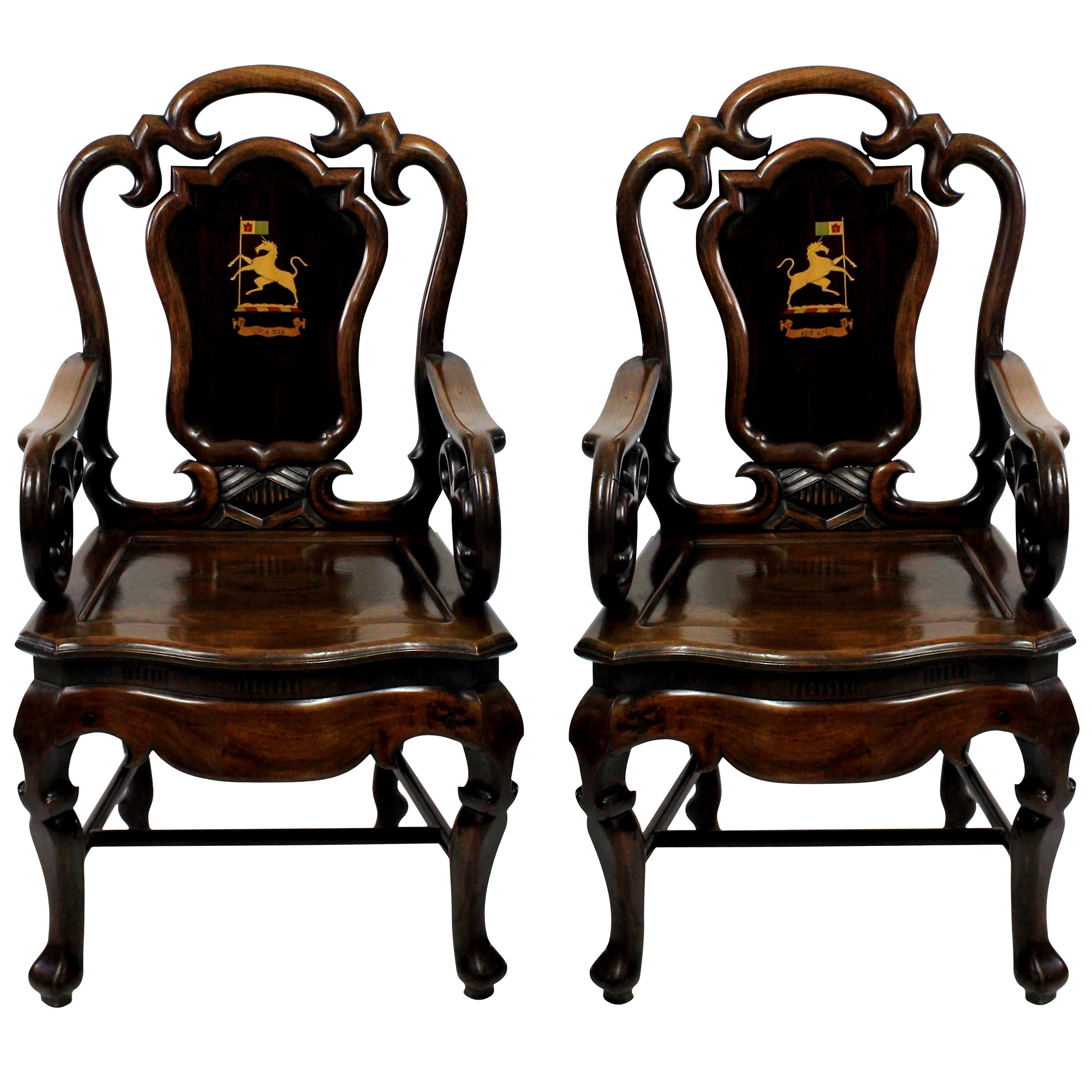 Beautiful Pair of Early 19th Century Anglo-Chinese Armchairs
