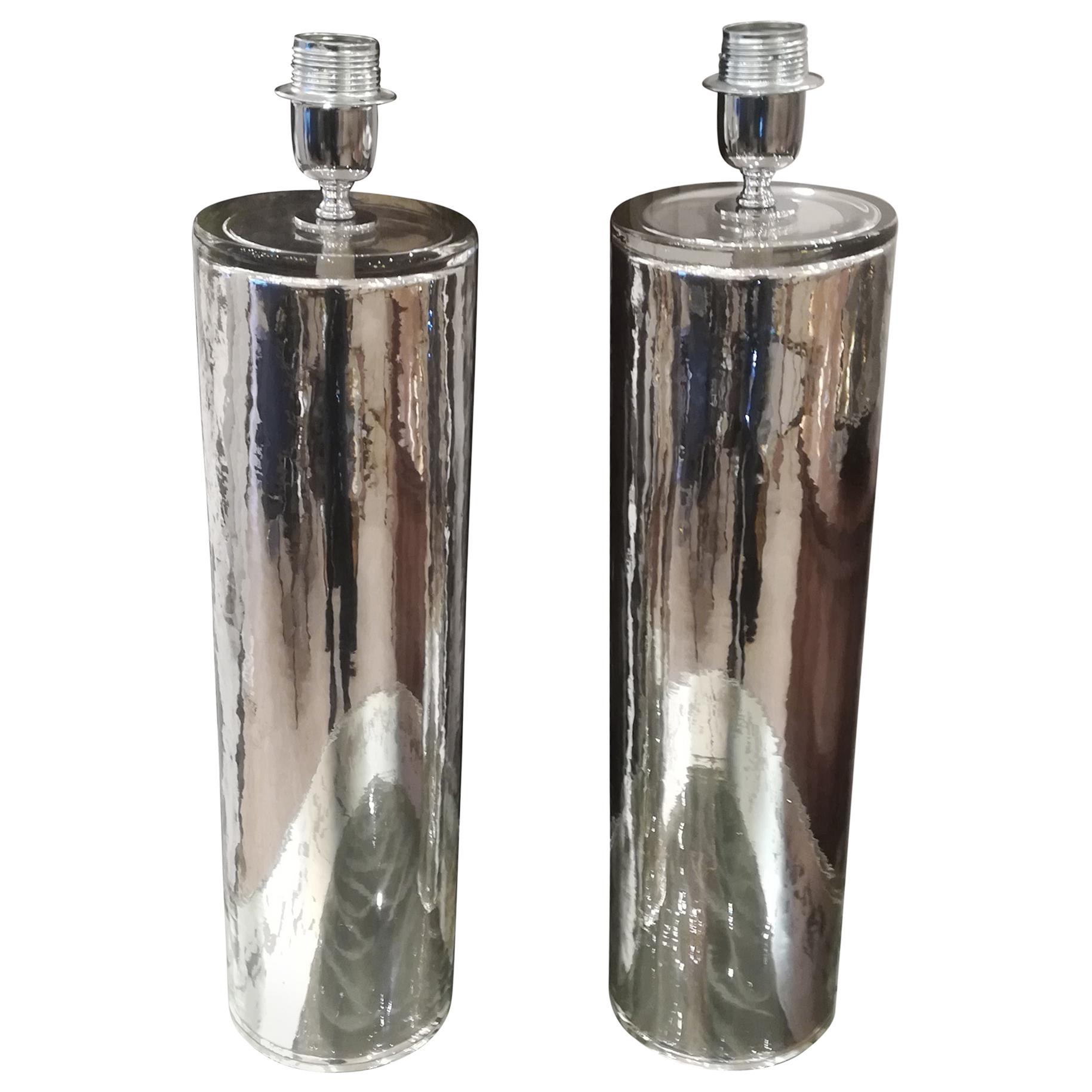 Beautiful Pair of Eglomized Glass Table Lamps