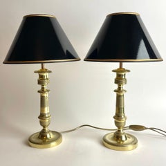 Magnifique paire de lampes de table Empire, chandeliers d'origine des années 1820