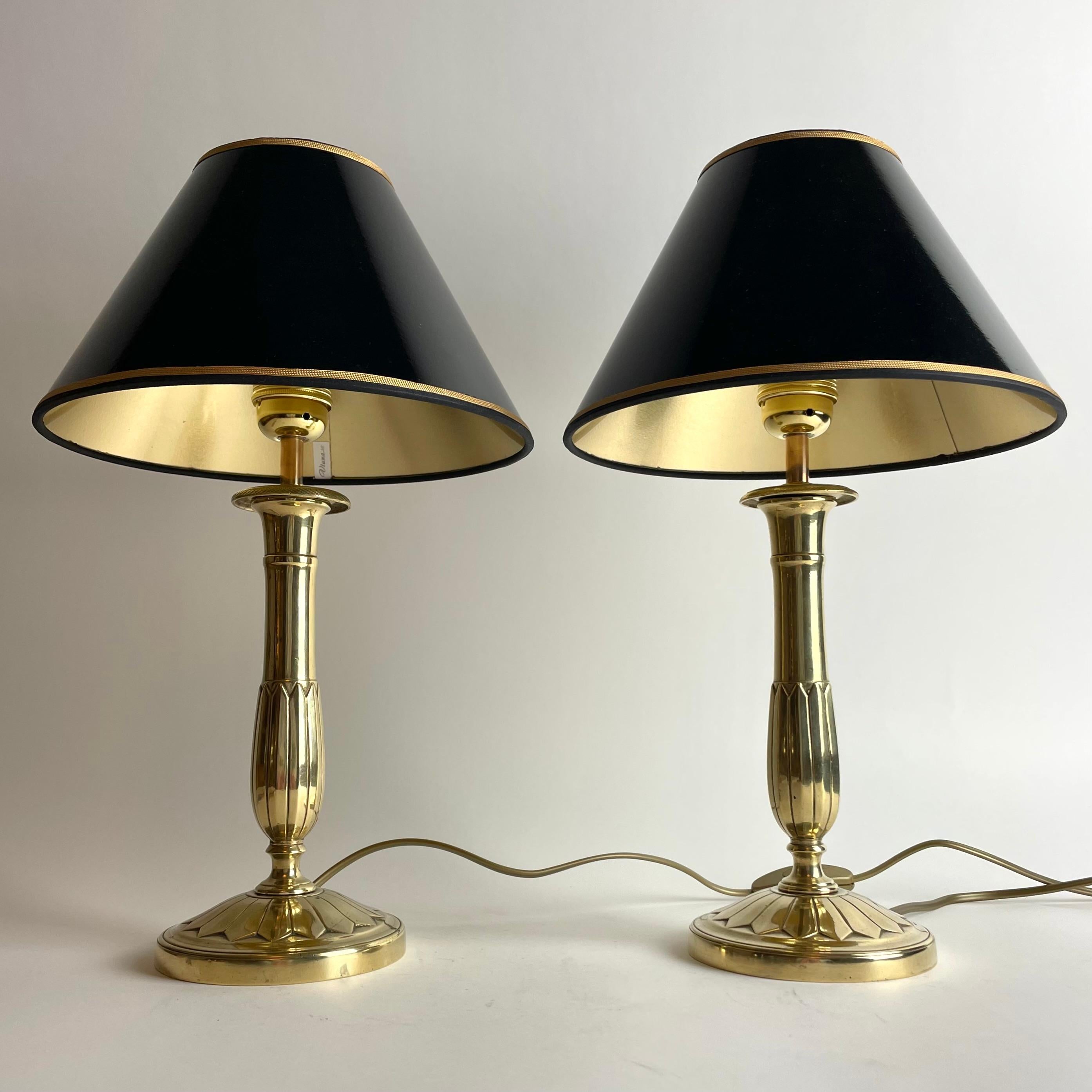 French Beautiful pair of Empire Table Lamps, originally candlesticks from the 1820s For Sale