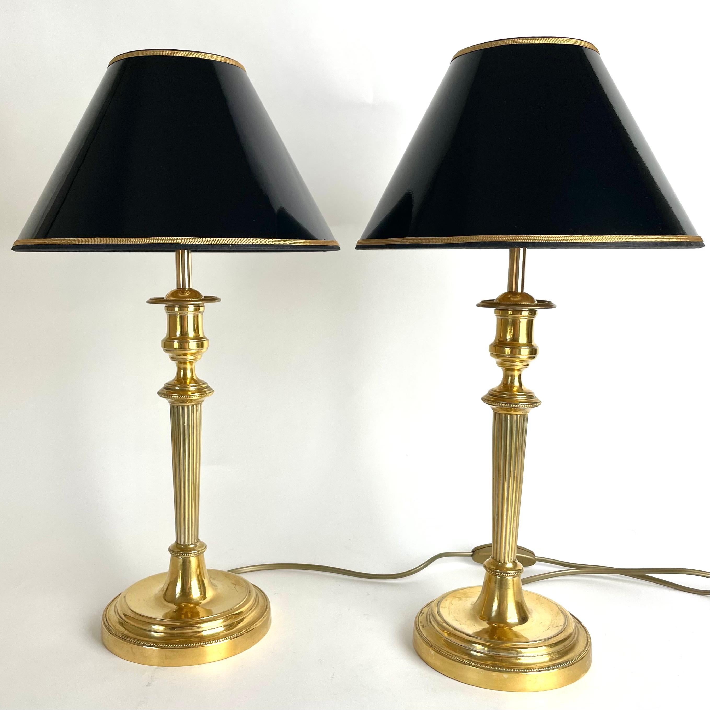 Schönes Paar Empire-Tischlampen, ursprünglich Kerzenleuchter aus den 1820er Jahren im Angebot 2