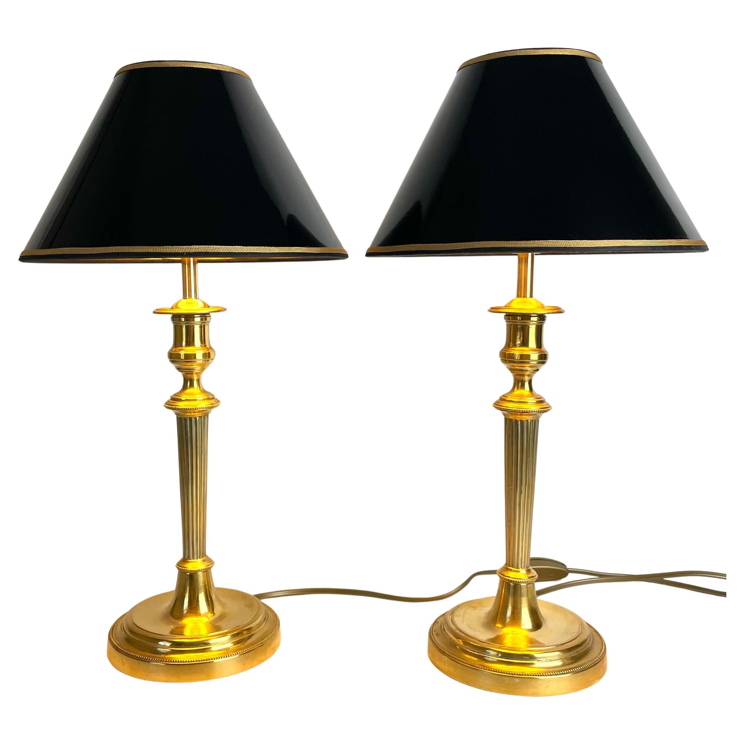 Beautiful pair of Empire Table Lamps, originally candlesticks from the 1820s For Sale
