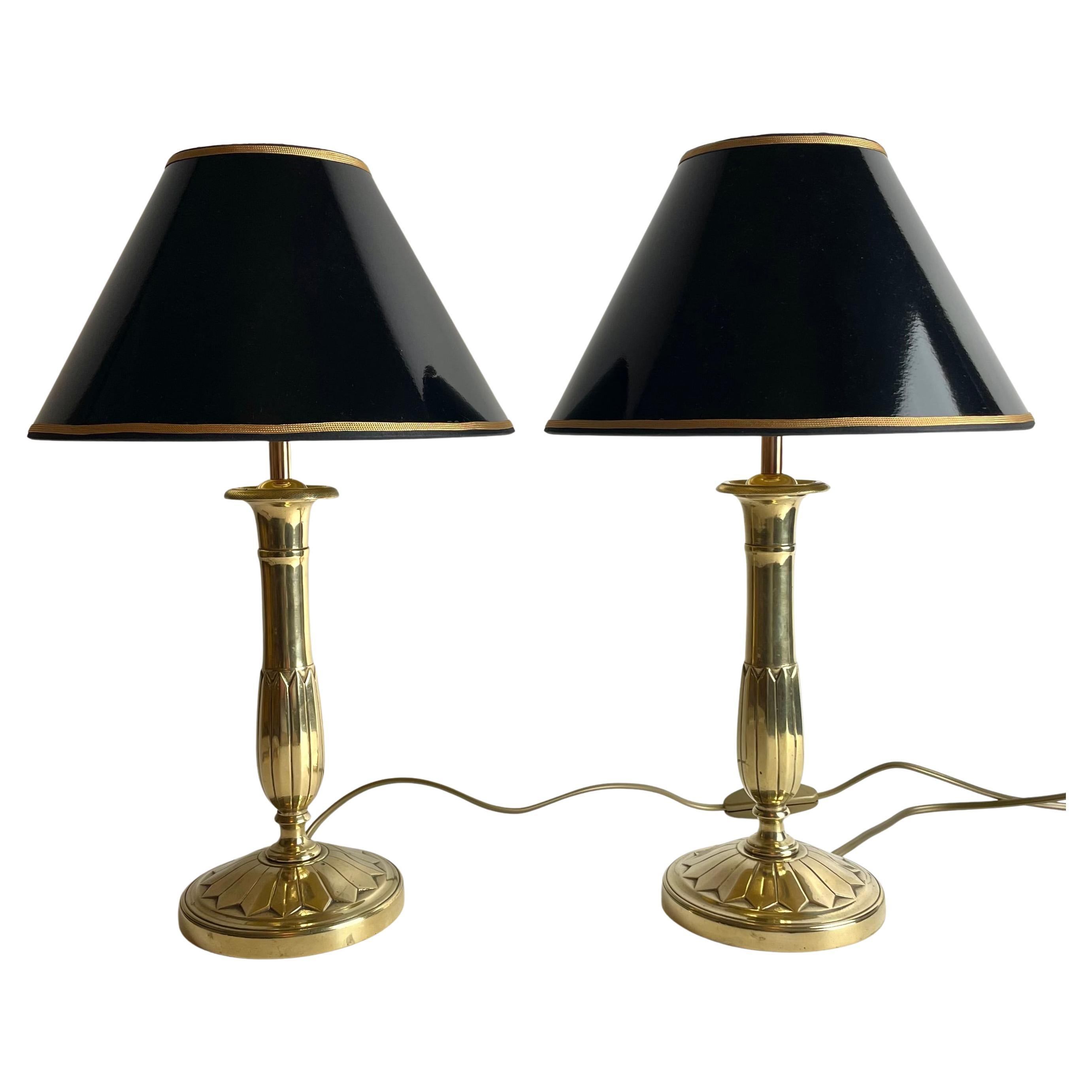 Schönes Paar Empire-Tischlampen, ursprünglich Kerzenleuchter aus den 1820er Jahren