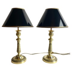 Magnifique paire de lampes de table Empire, chandeliers d
origine des années 1820