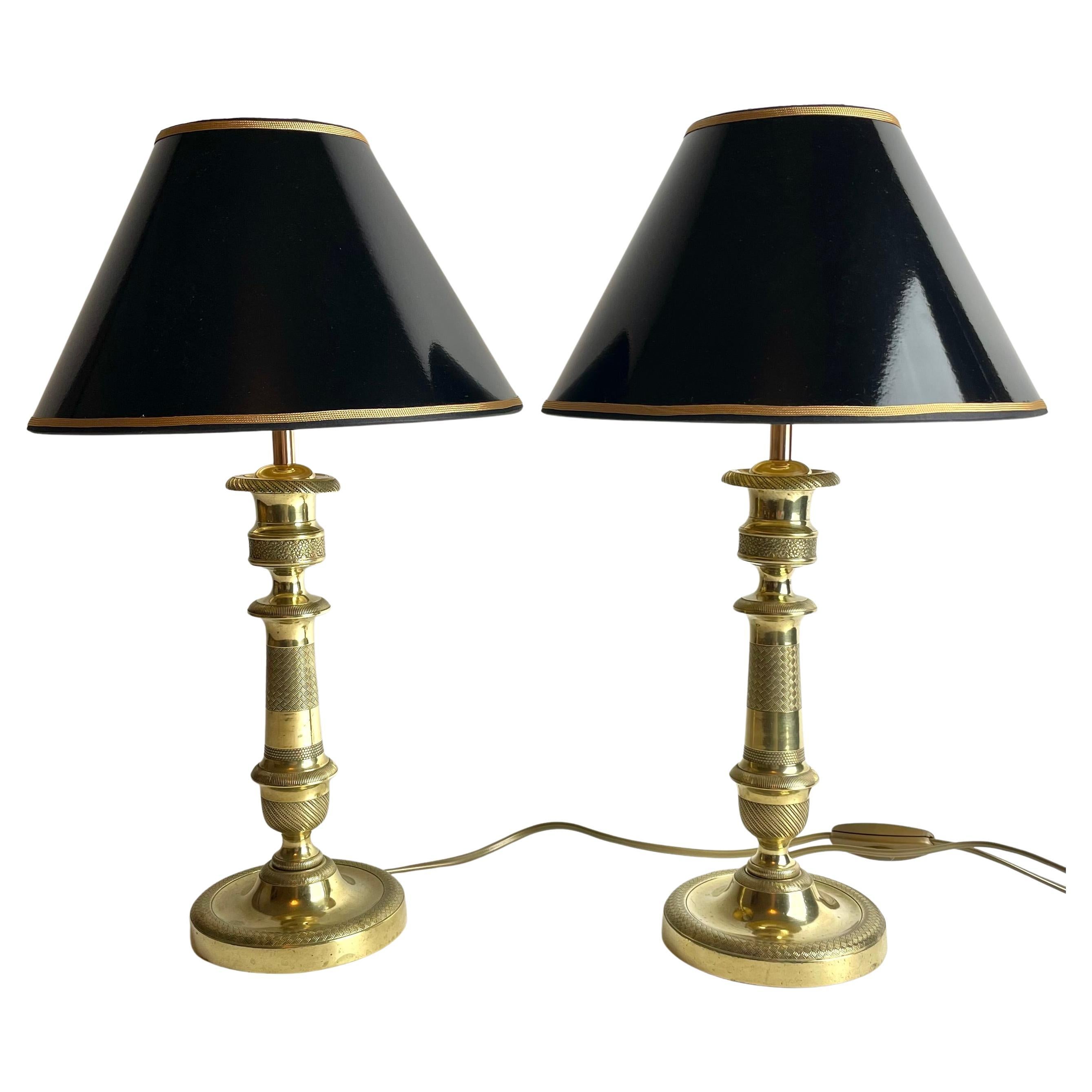 Schönes Paar Empire-Tischlampen, ursprünglich Kerzenleuchter aus den 1820er Jahren