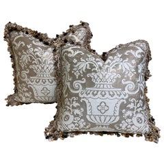 Pair of Fortuny Cushions with Tassle Fringe in the "Carnavalet" Pattern