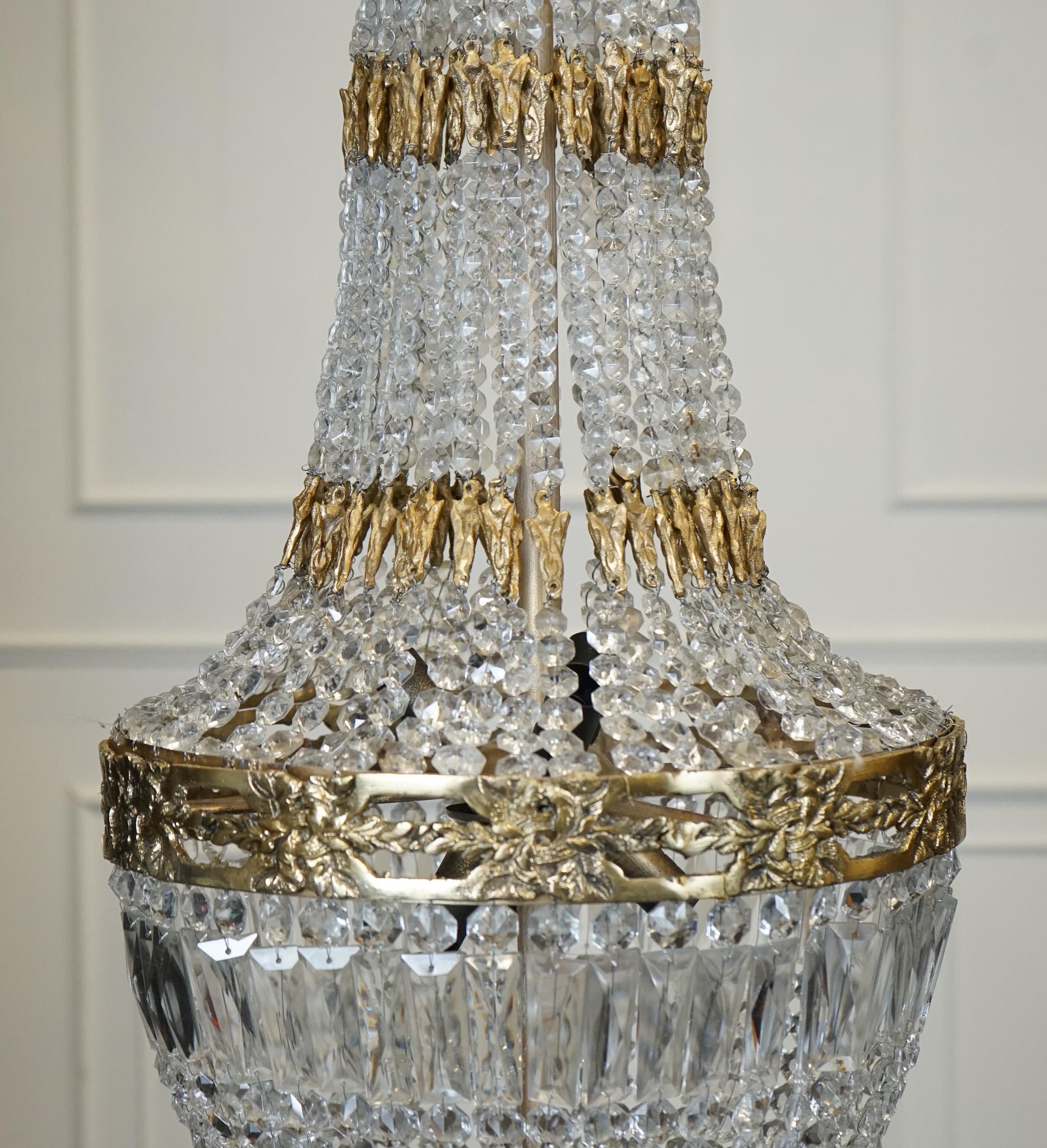 Beautiful Pair Of French Empire Style Bag Chandeliers For Sale 6