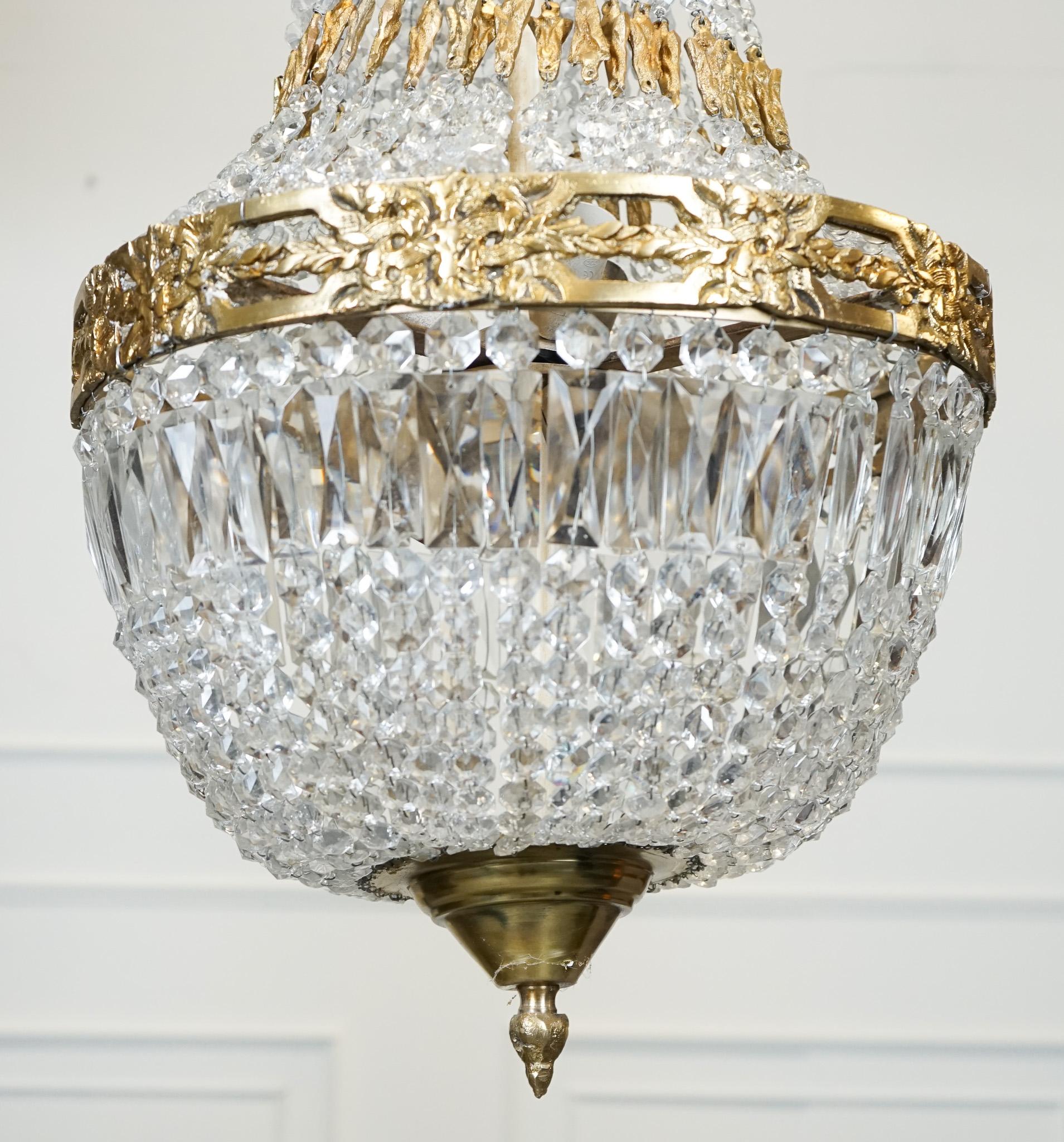 Beautiful Pair Of French Empire Style Bag Chandeliers For Sale 8