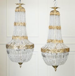 Beautiful Pair Of French Empire Style Bag Chandeliers
