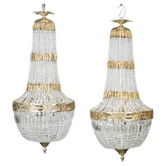 Beautiful Pair Of French Empire Style Bag Chandeliers