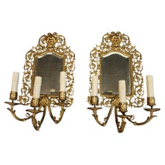 Antique Beautiful  Pair of French late 19 TH Century bonze sconces