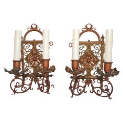 Antique Beautiful pair of French late 19 TH Century bronze sconces