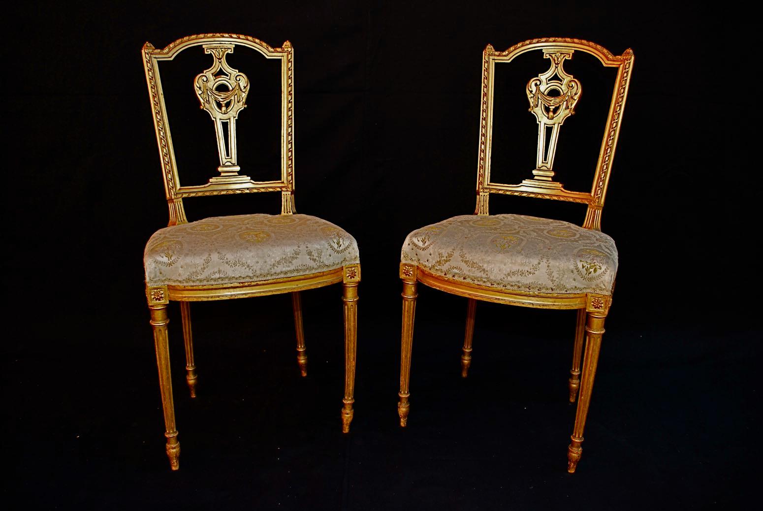 Fabric Beautiful Pair of French Louis Philippe Style Chairs