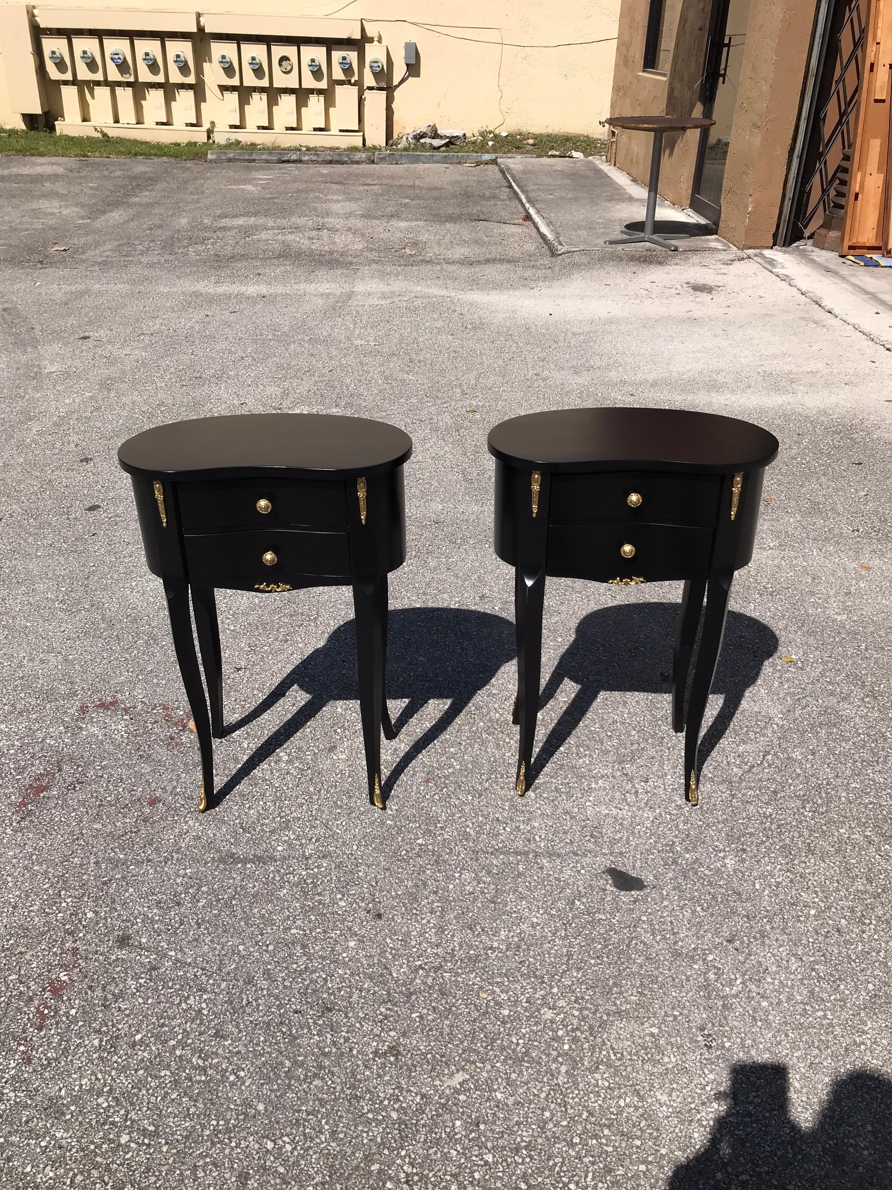 Brass Beautiful Pair of French Louis XV Side Table or Accent Table, 1920s