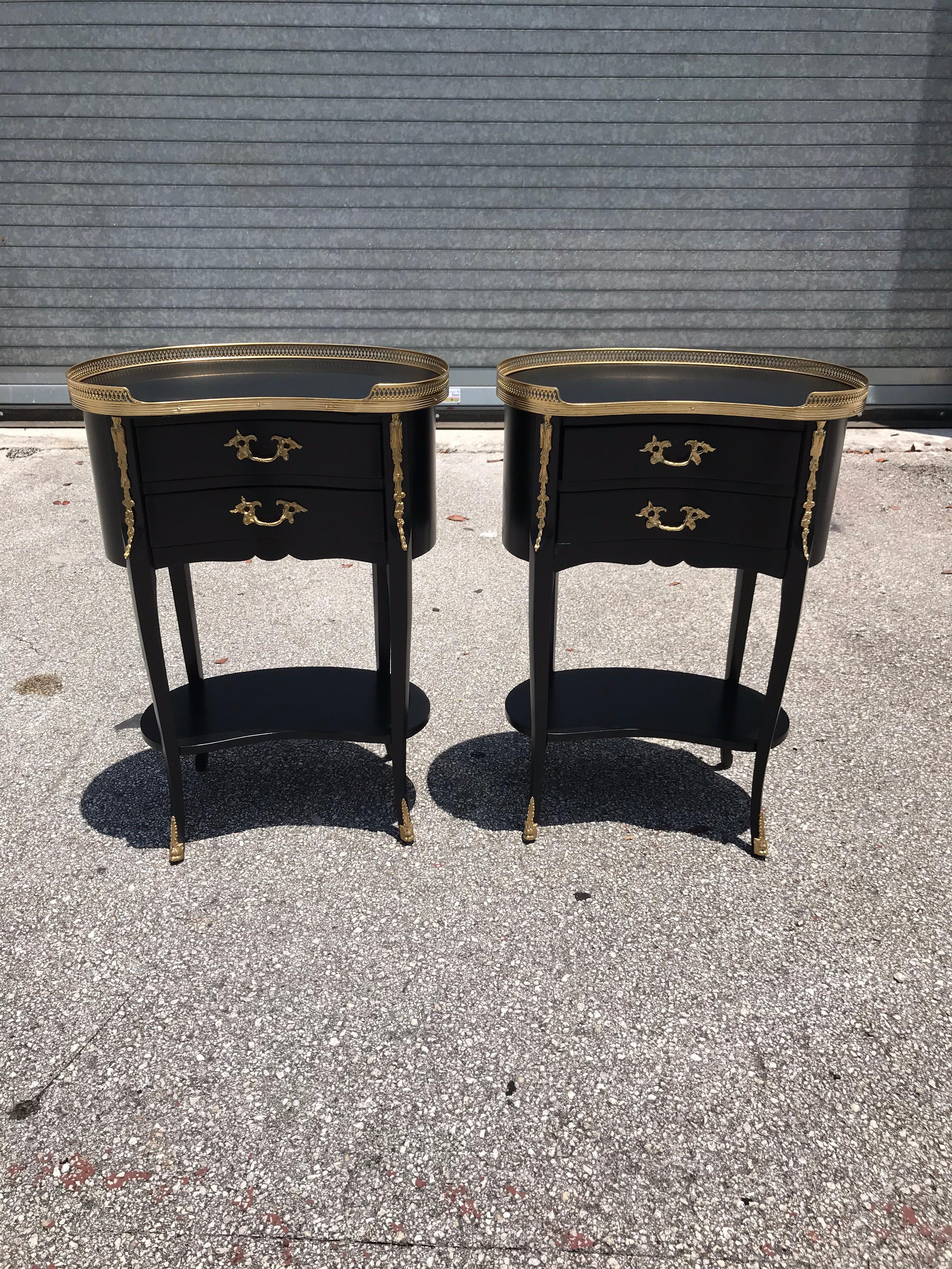 Brass  Pair of French Louis XV Side Tables or Accent Table, 1920s For Sale