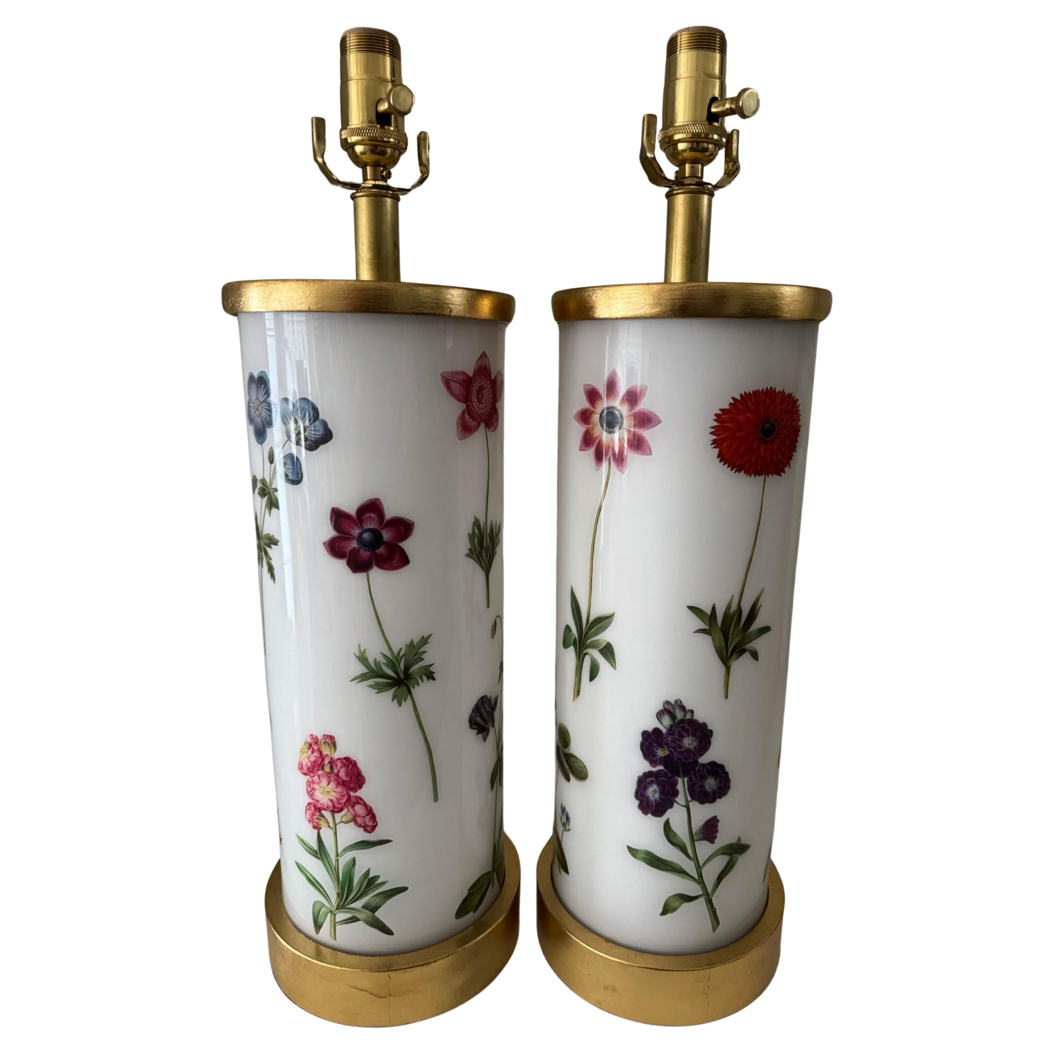 Beautiful pair of " Garden " decoupage lamps For Sale