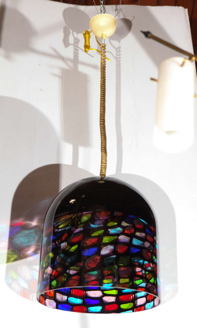Mid-20th Century Beautiful Pair of Glass Pendants by Leucos