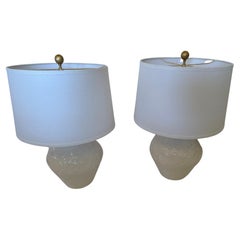 Beautiful Pair of Glazed Ceramic Cream Contemporary & Chunky Table Lamps