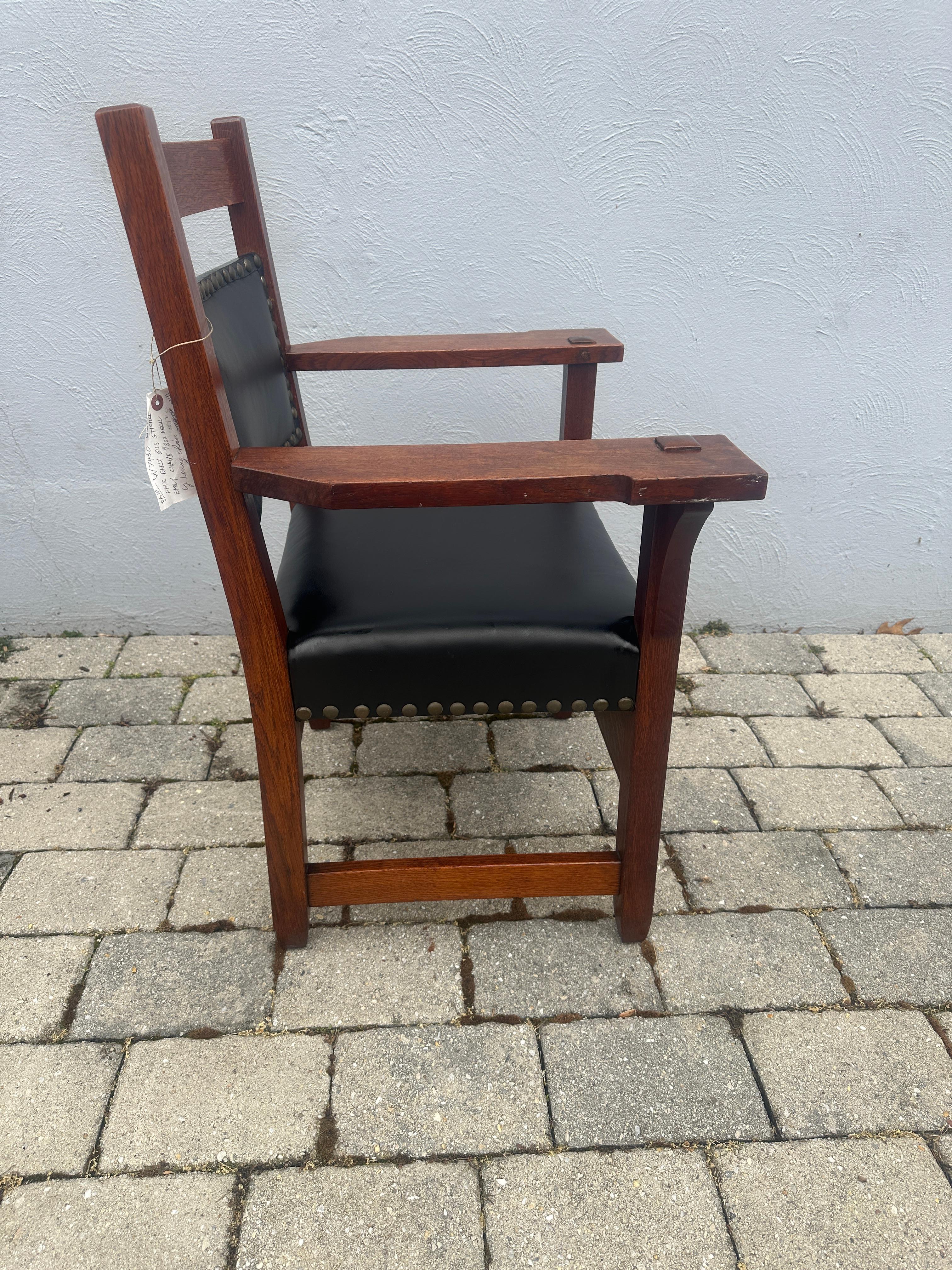 Bellissima COPPIA di  Poltrone da salotto Gustav Stickley del 1901 - W7450 in vendita 4