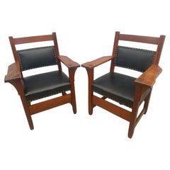 Precioso PAR de  1901 Sillones de salón Gustav Stickley - W7450