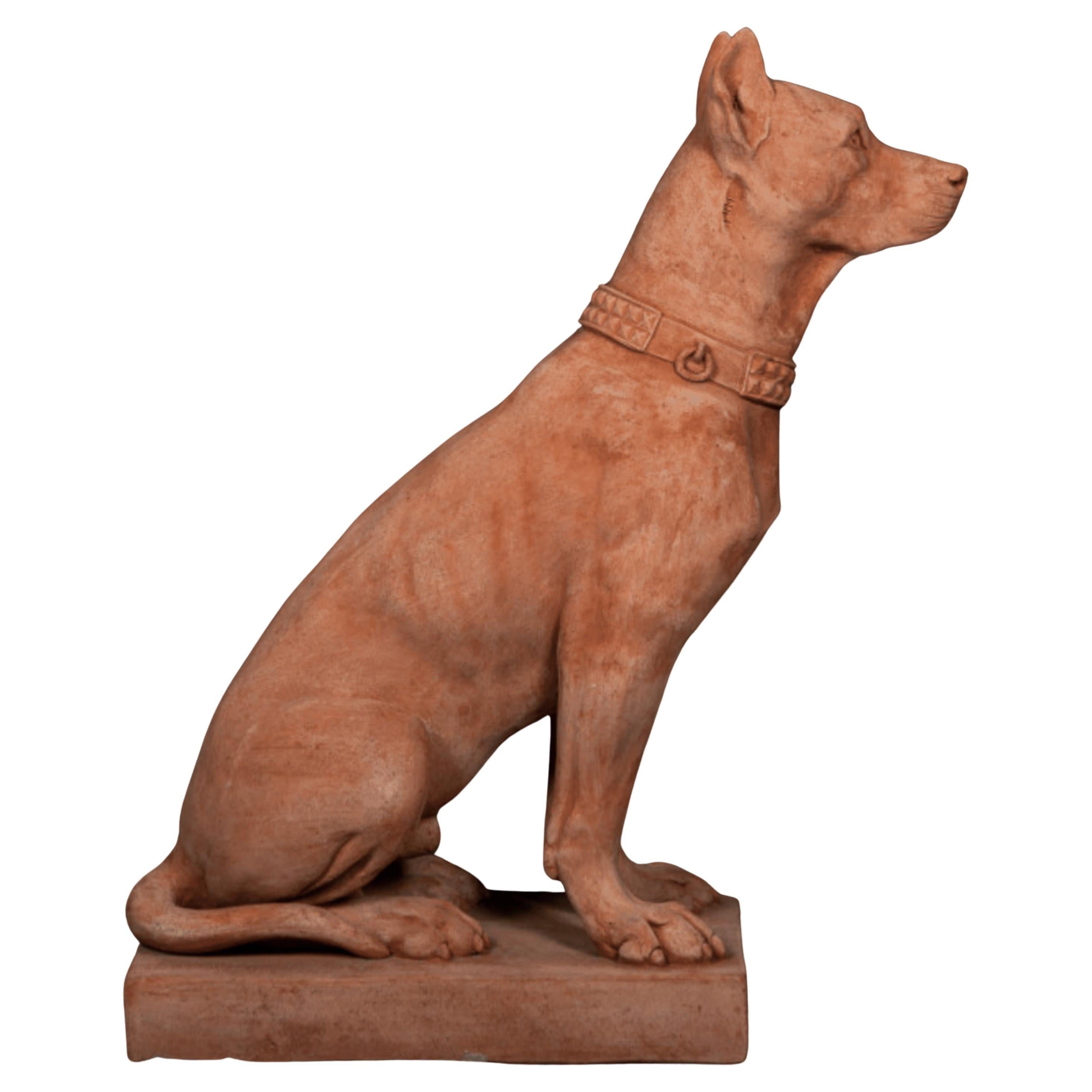 Bellissima coppia di Impruneta in terracotta  Cani - H. 70 cm
inizio del 20° secolo
Italia-Firenze
Provenienza: collezione privata.

La qualità anatomica è magnifica. Di dimensioni adeguate, proporzionate.

Perfette come sculture da esterno ma anche
