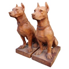 Precioso par de  Perros de Terracota Impruneta - H 70 cm inicio Siglo XX