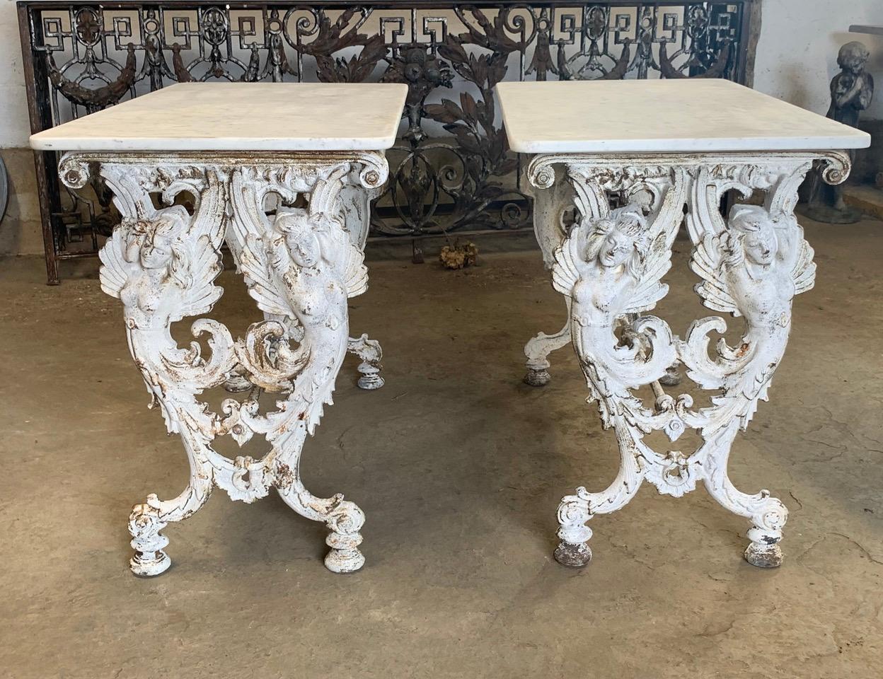 Hand-Crafted Beautiful Pair of Italian Bistro Tables