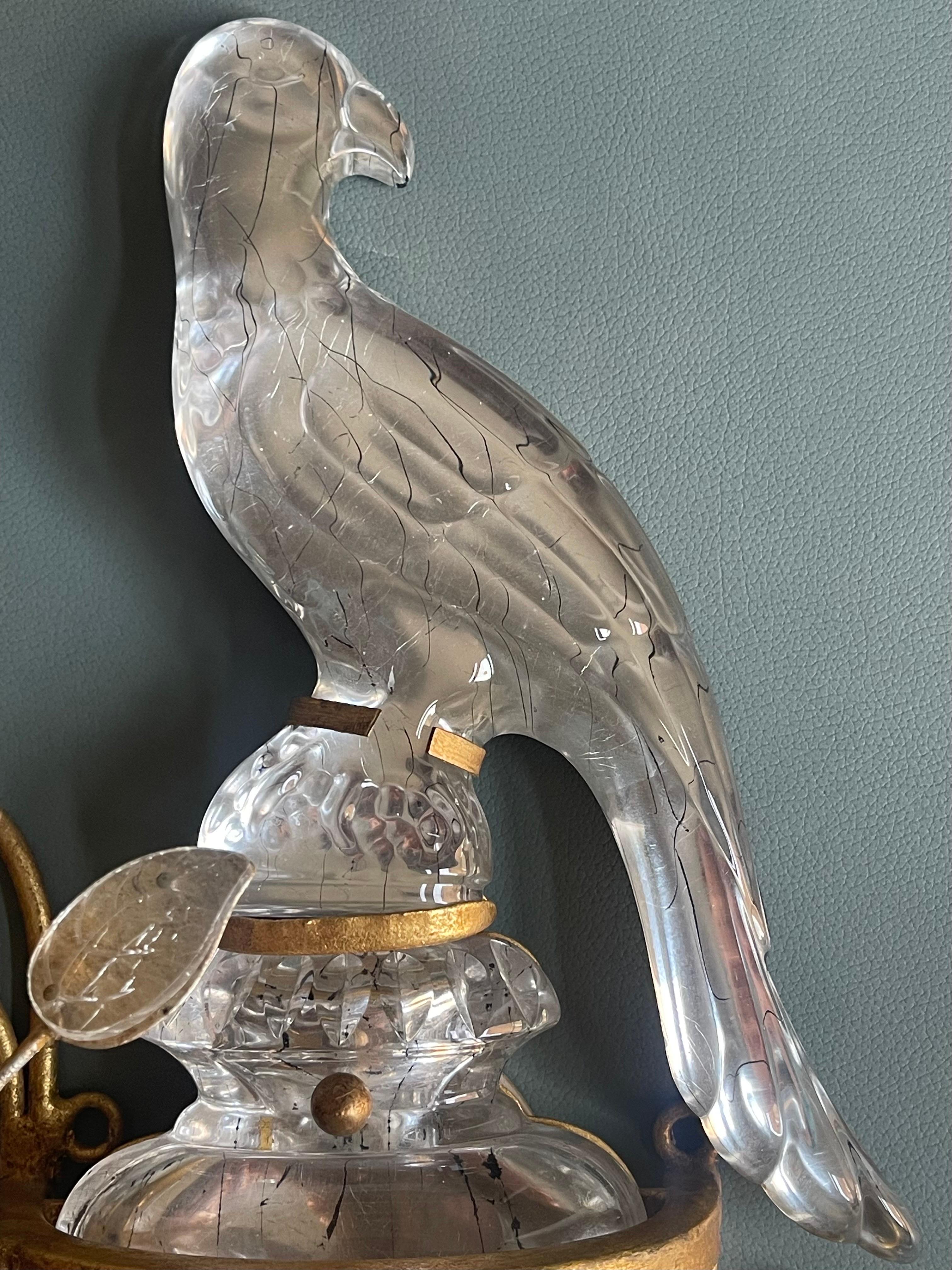 Gilt Beautiful Pair of Italian Parrots Wall Sconces by G.Banci, circa 1970s For Sale