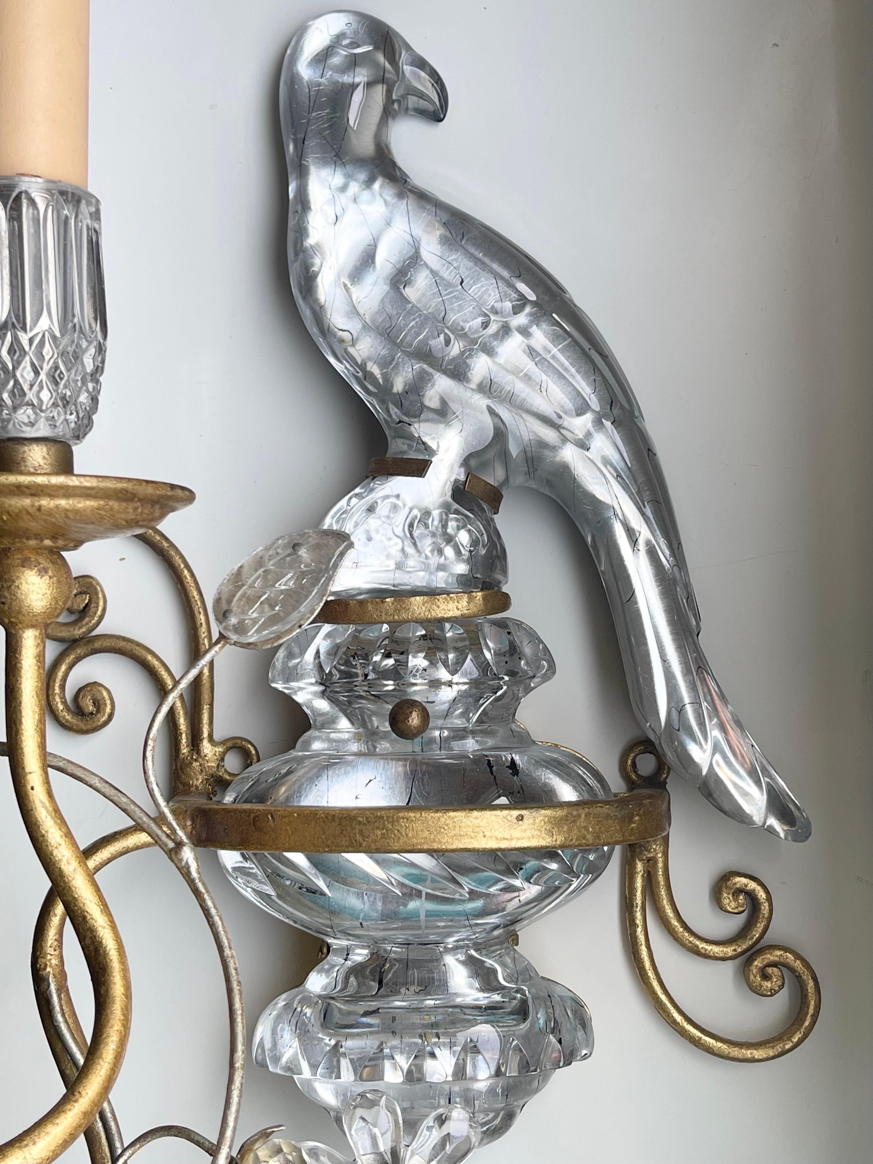 Beautiful Pair of Italian Parrots Wall Sconces by G.Banci, circa 1970s For Sale 2