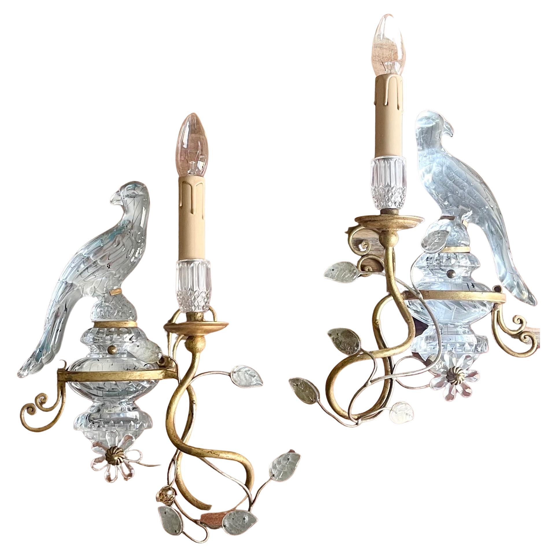 Beautiful Pair of Italian Parrots Wall Sconces by G.Banci, circa 1970s For Sale
