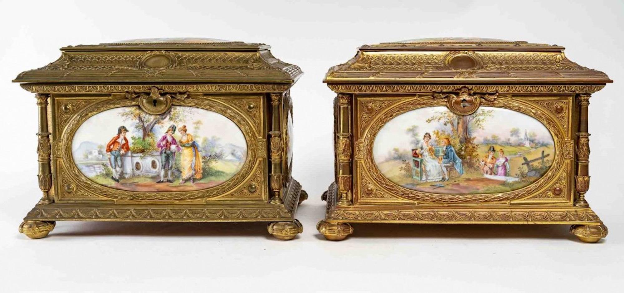 French Beautiful Pair of Jewelry Boxes, Napoleon III Period