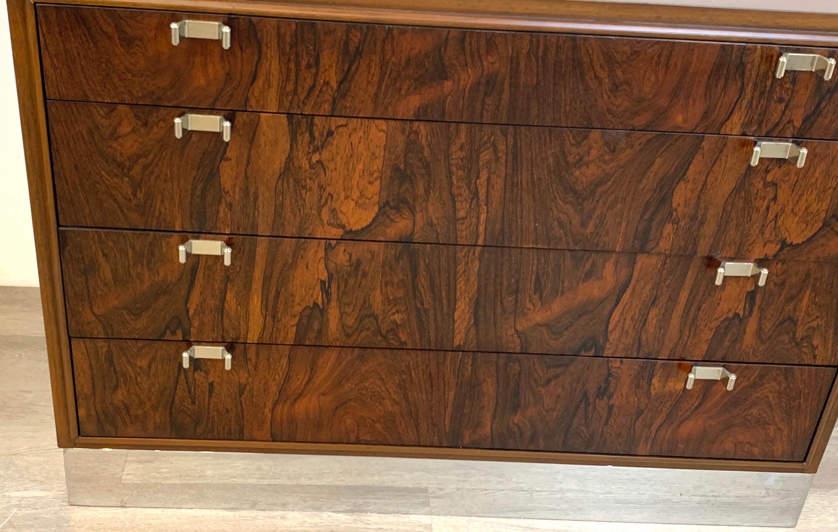 Beautiful Pair of John Stuart Rosewood and Chrome Chests, Restored For Sale 2