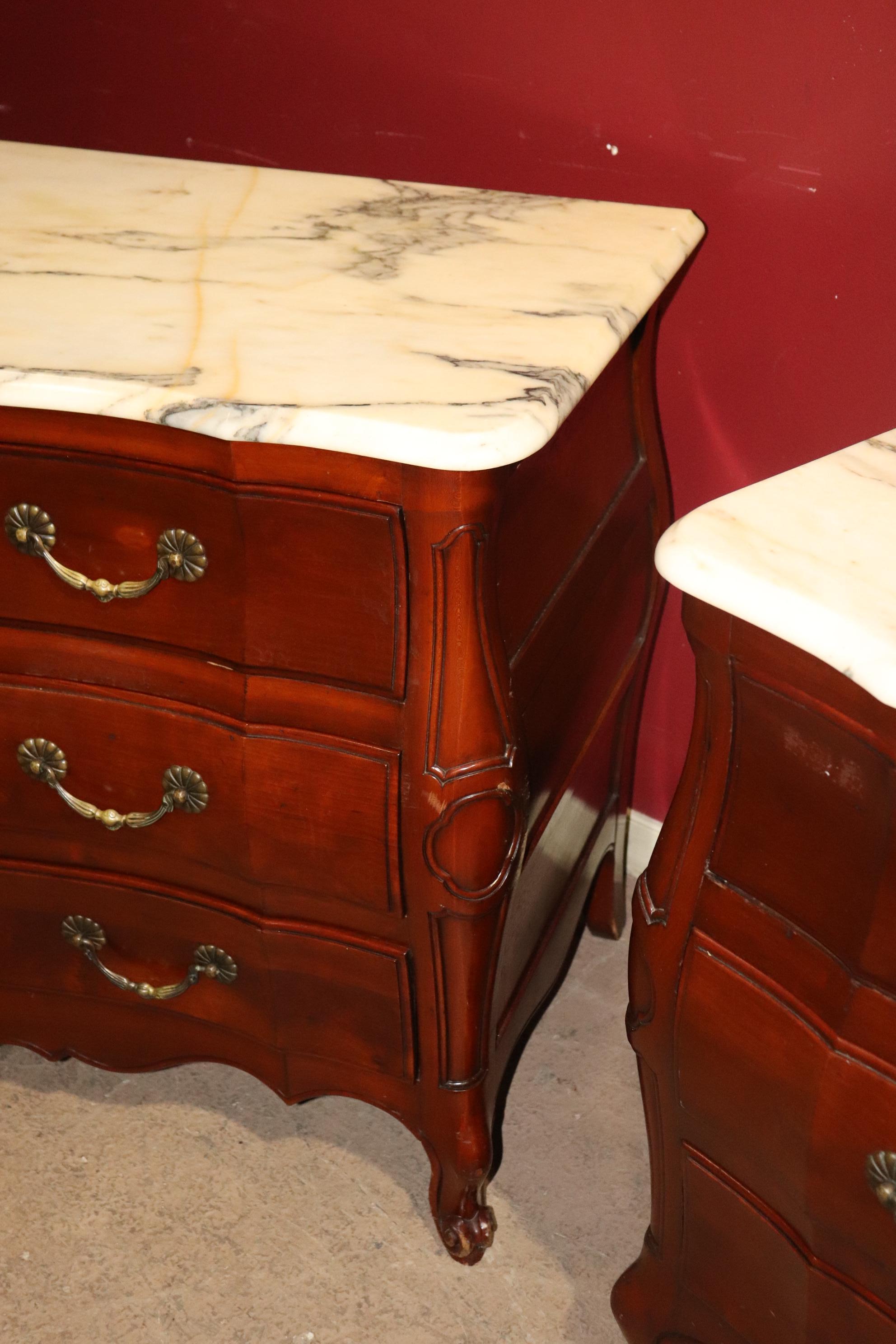 Beautiful Pair of John Widdicomb Marble Top Louis XV Commodes, Circa 1960 7