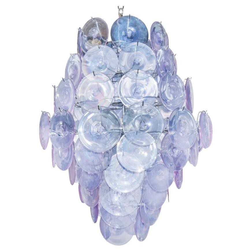 Beautiful pair of large amethyst Murano Vistosi chandeliers en venta