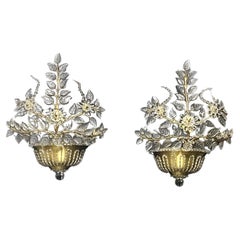 Beautiful Pair of Large Wall Sconces n the Style of Maison Baguès, circa 1950s