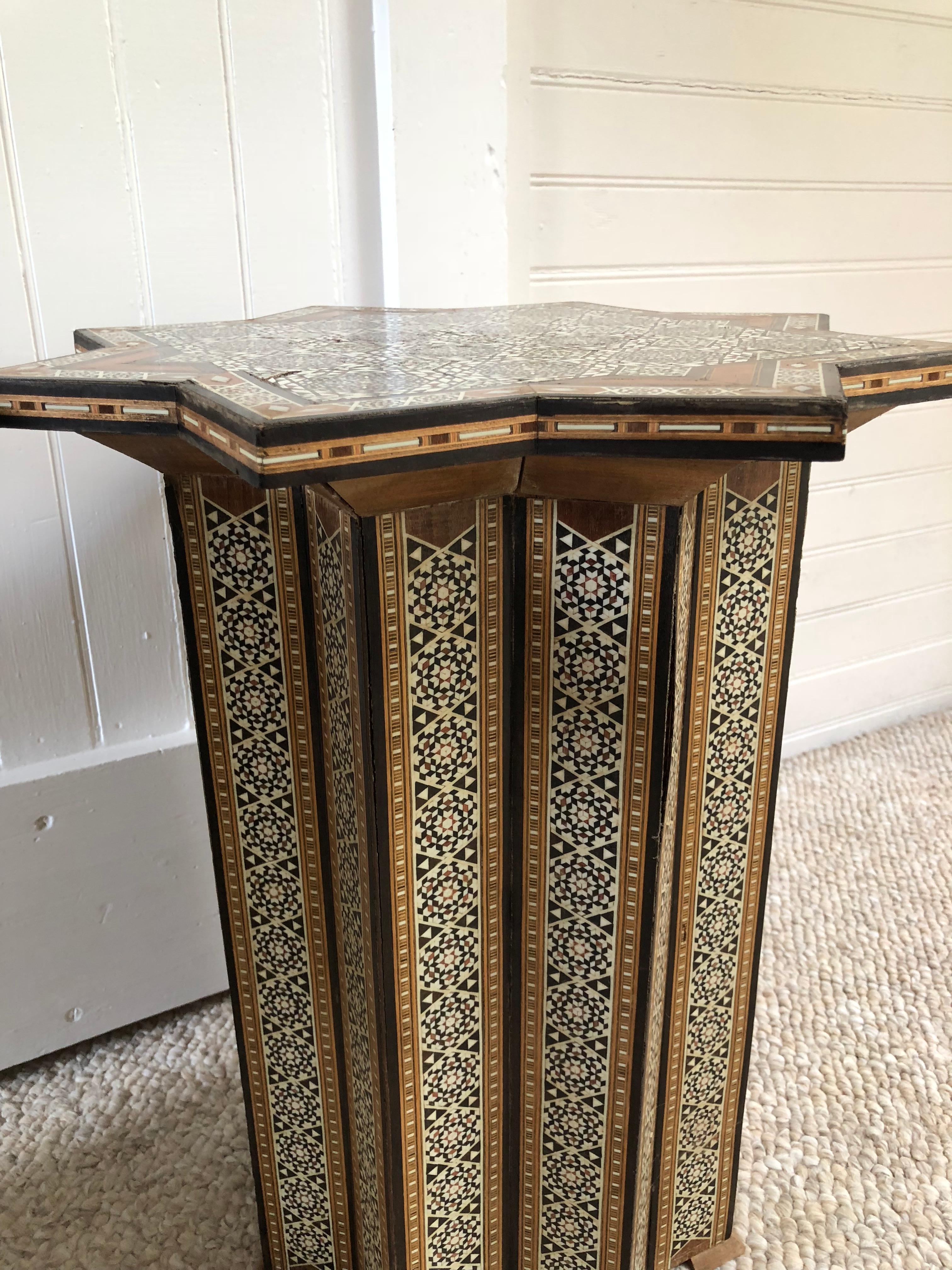 Tribal Beautiful Pair of Meticulously Inlaid and Hand-Carved Moroccan End Side Tables