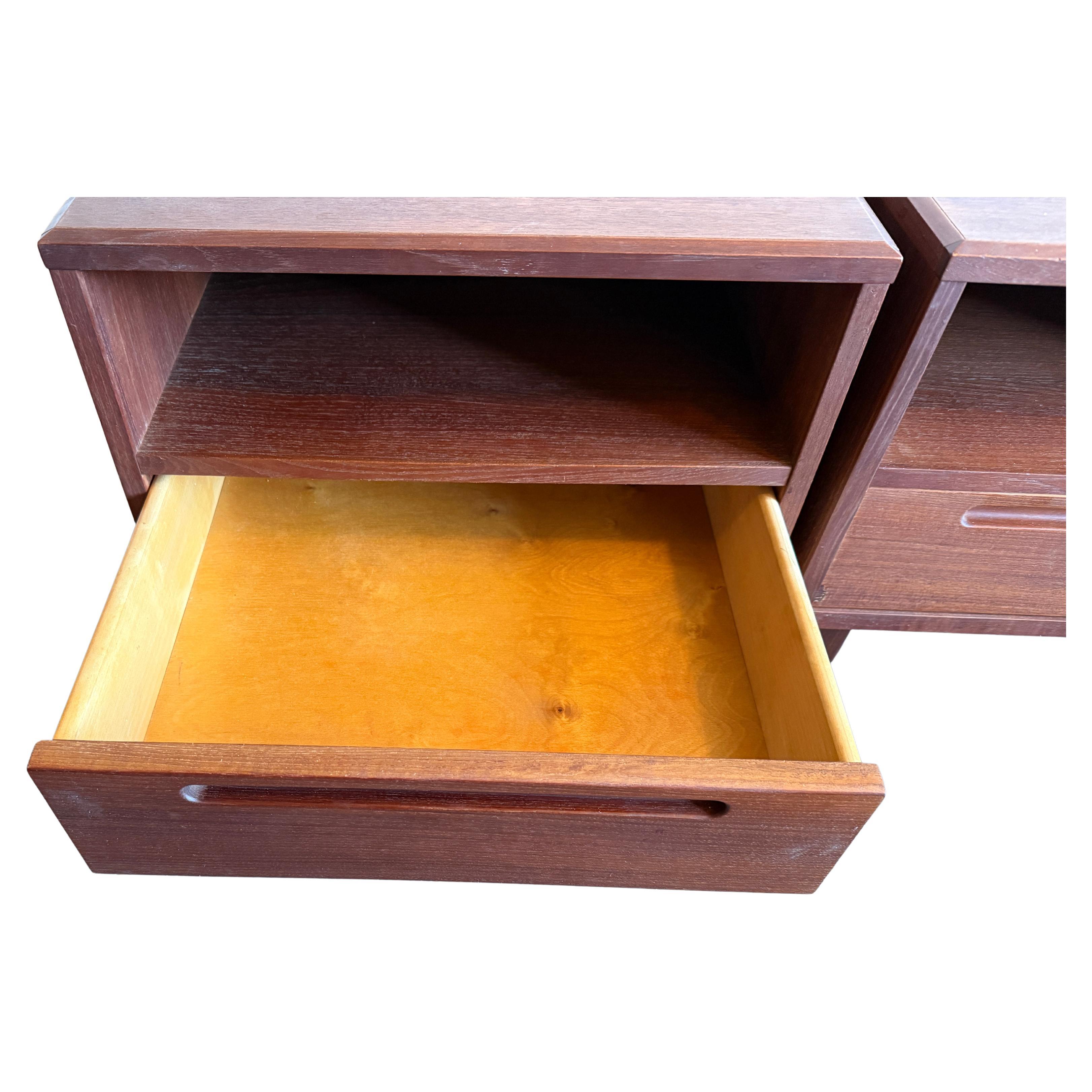 Scandinavian Modern Beautiful pair of mid century danish modern teak nightstands by Nils Jonsson