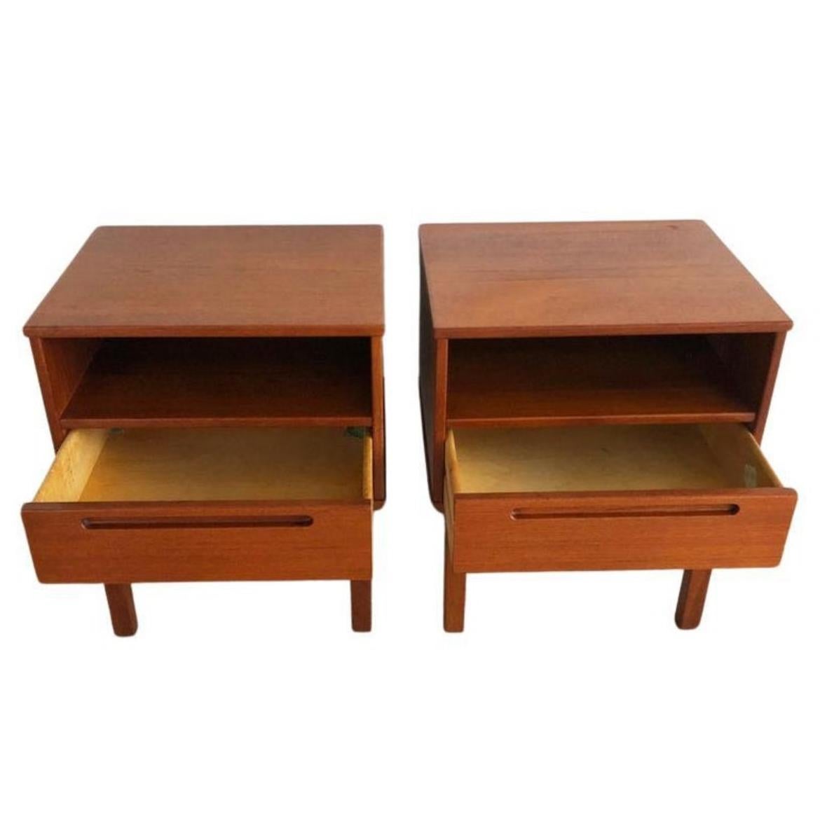 Woodwork Beautiful pair of mid century danish modern teak nightstands by Nils Jonsson