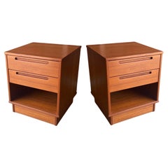 Beautiful pair of mid century danish modern teak nightstands with 2 drawers