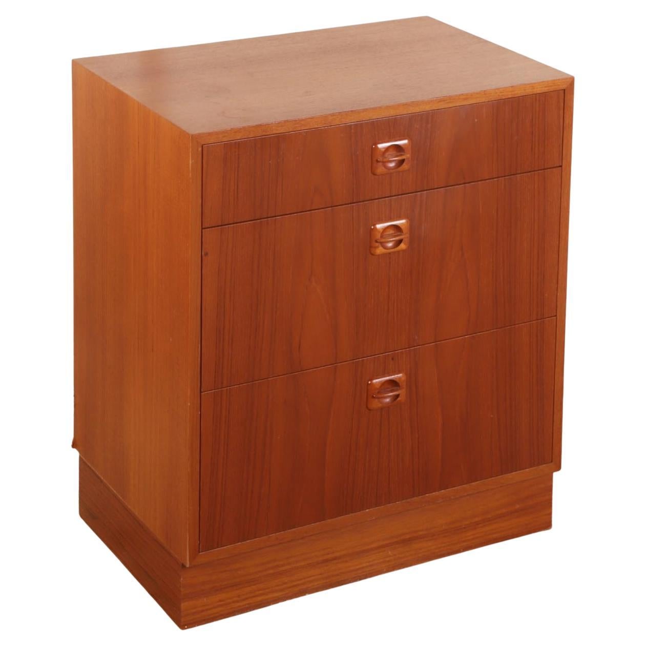 Scandinavian Modern Beautiful pair of mid century danish modern teak nightstands with 3 drawers