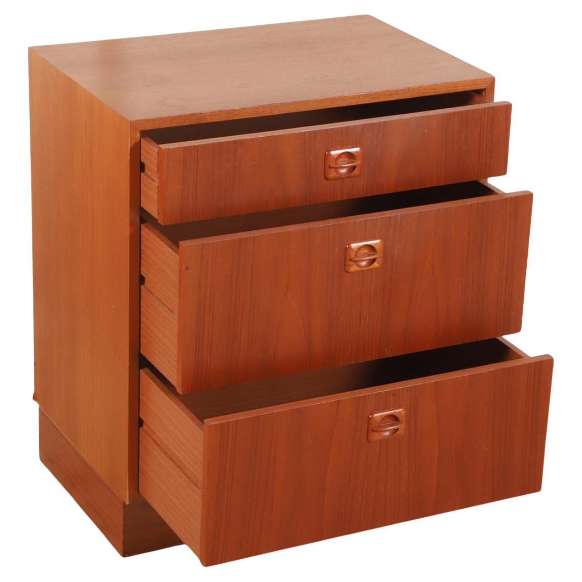 Danish Beautiful pair of mid century danish modern teak nightstands with 3 drawers