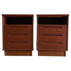 Beautiful pair of mid century danish teak 3 drawer nightstands by Nils Jonsson