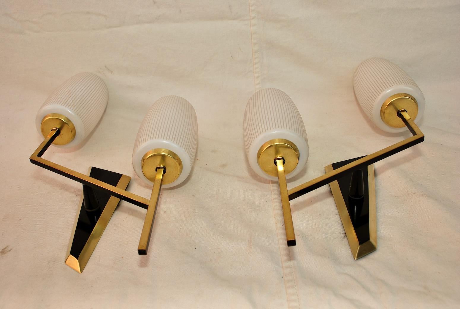 Mid-20th Century Beautiful Pair of Midcentury French Sconces Design by Maison Arlus