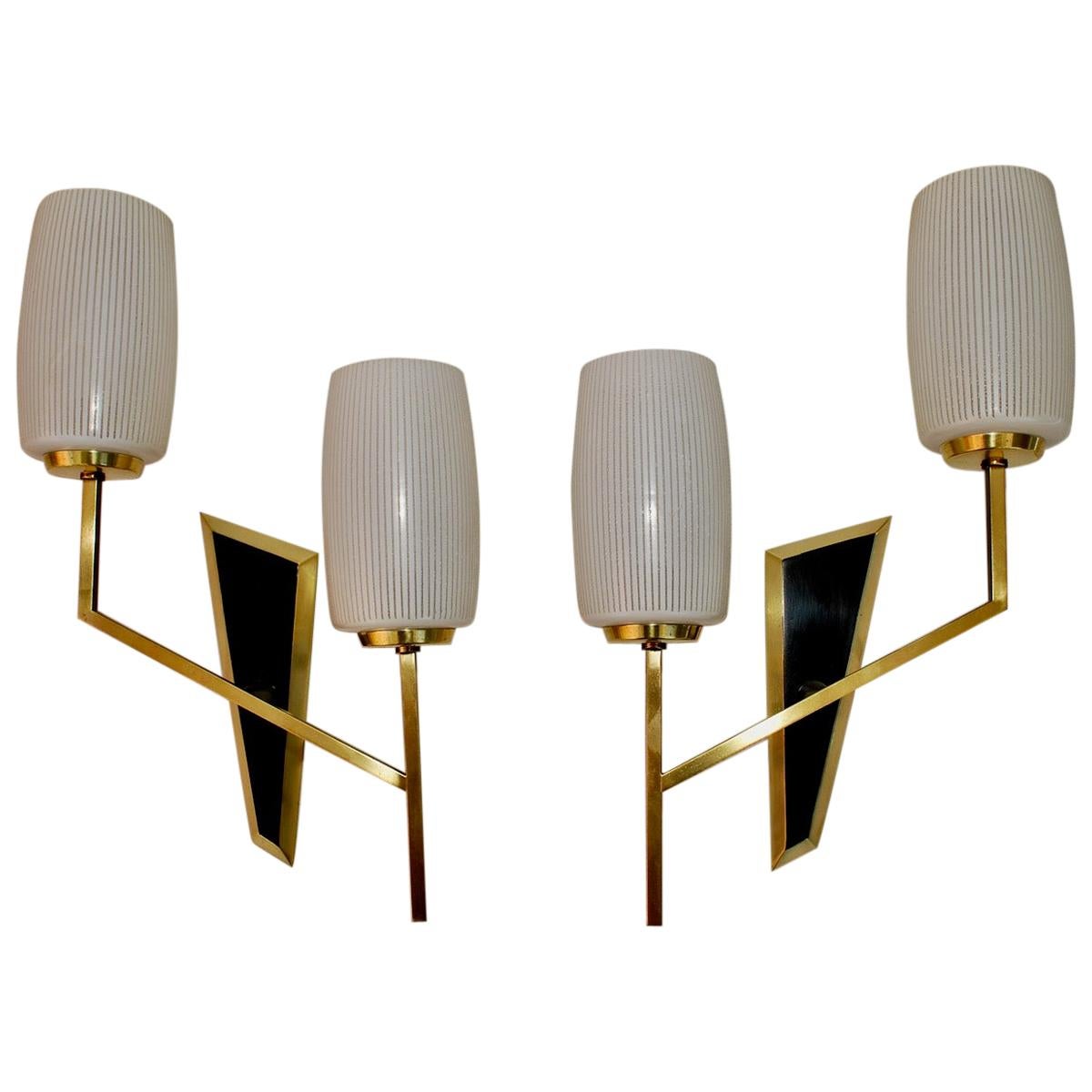Beautiful Pair of Midcentury French Sconces Design by Maison Arlus