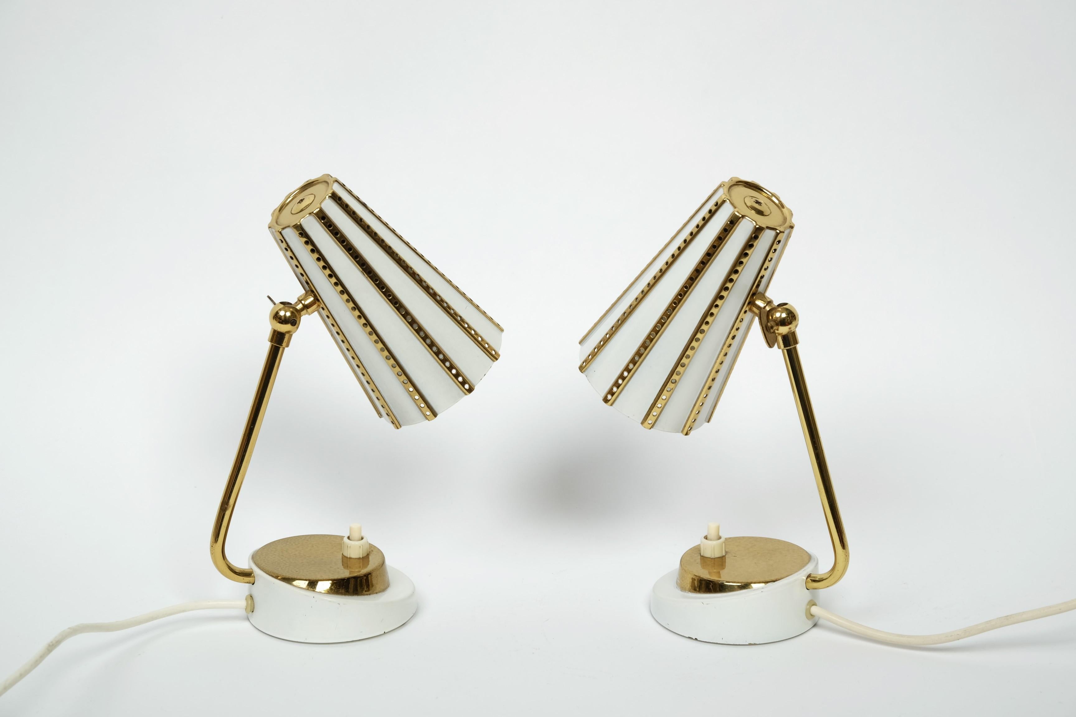 Beautiful Pair Of Midcentury Brass Bedside Table Lamps, Germany 1950s 5