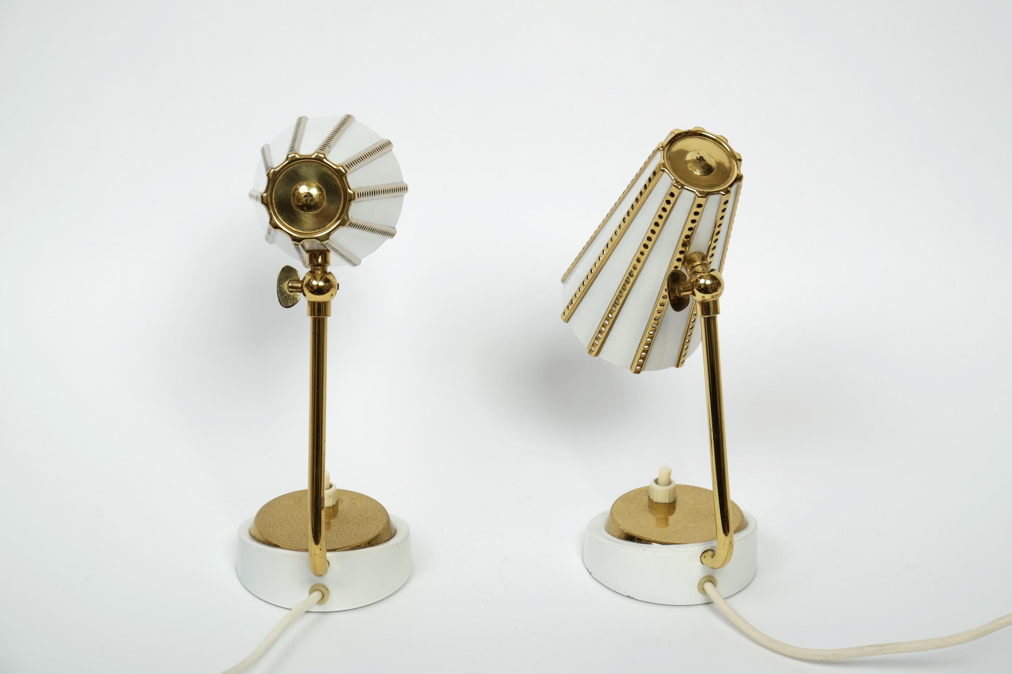 Beautiful Pair Of Midcentury Brass Bedside Table Lamps, Germany 1950s 6