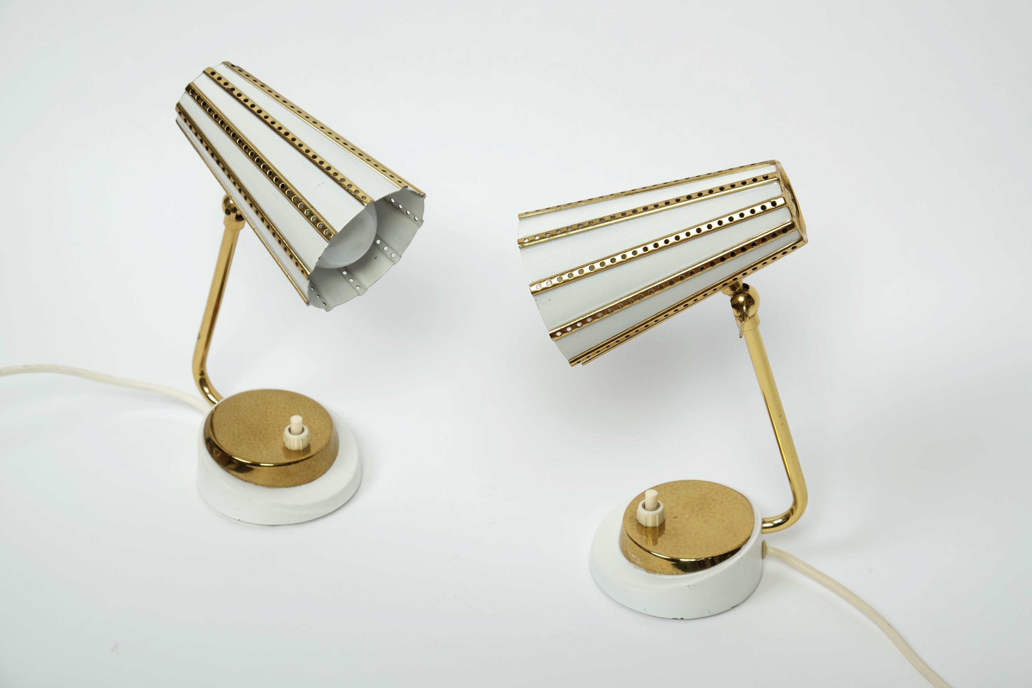 Mid-Century Modern Beautiful Pair Of Midcentury Brass Bedside Table Lamps, Germany 1950s