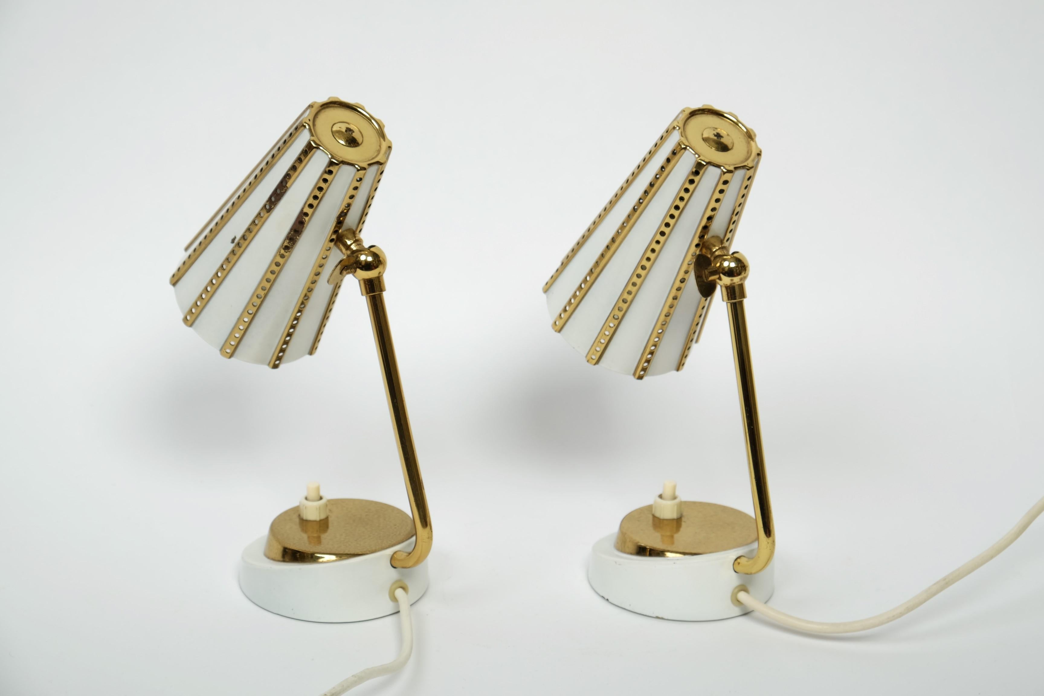 Beautiful Pair Of Midcentury Brass Bedside Table Lamps, Germany 1950s 2